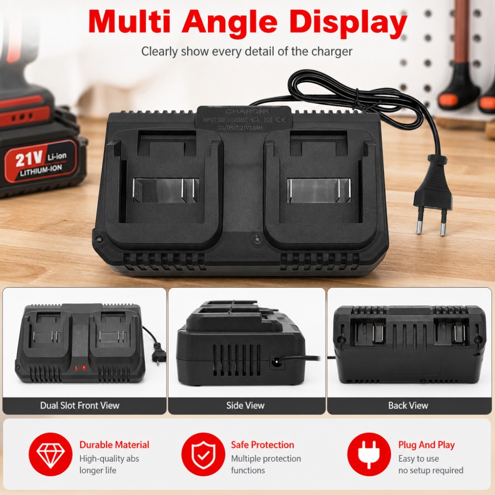 Çift Yuvalı Şarj Cihazı 18V 21 - Brushless Cordless Electric Drill 18V incelemesi ve fiyatı