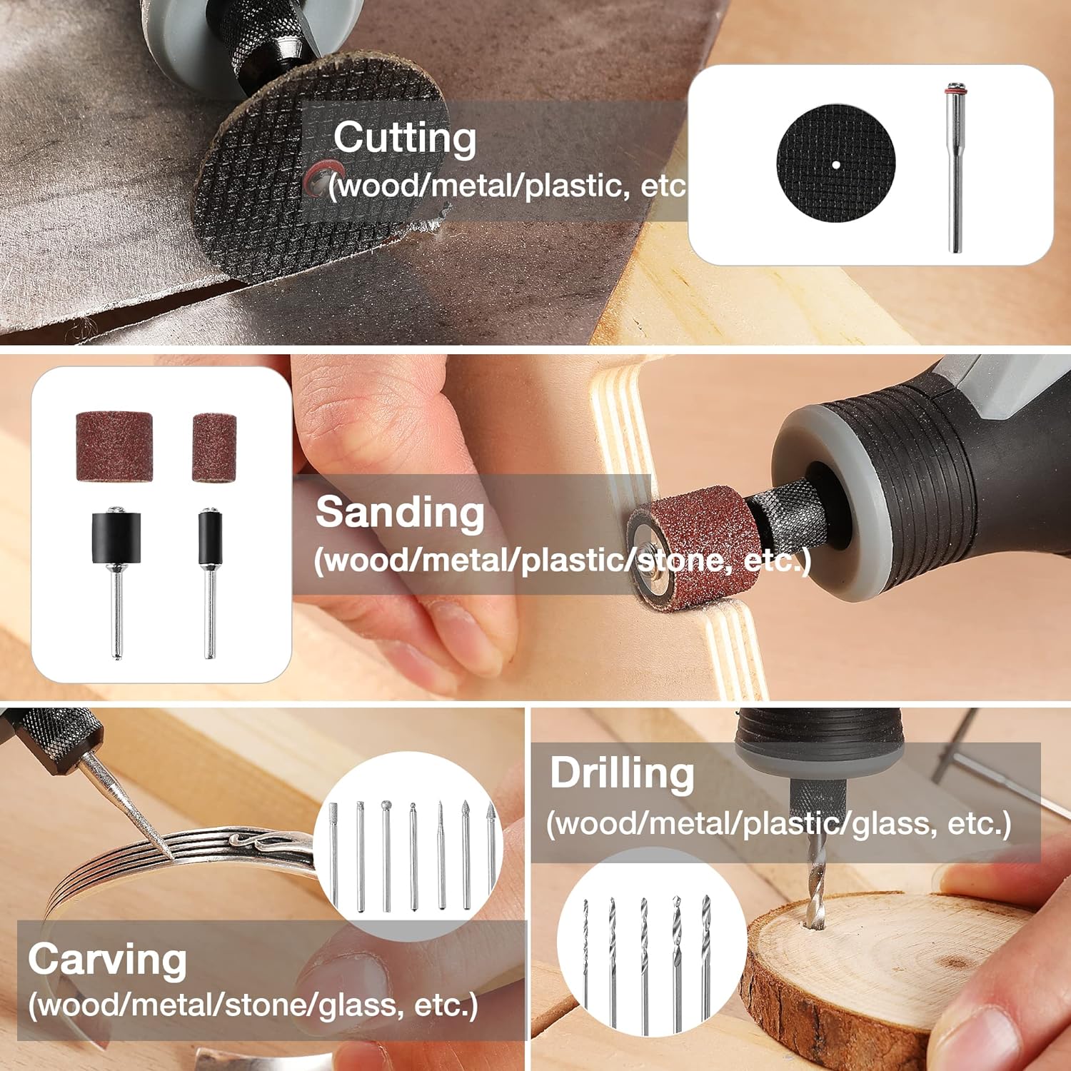 Kablosuz Döner Alet Seti, Ahşa - Cordless Rotary Tool Kit Accessories incelemesi ve fiyatı